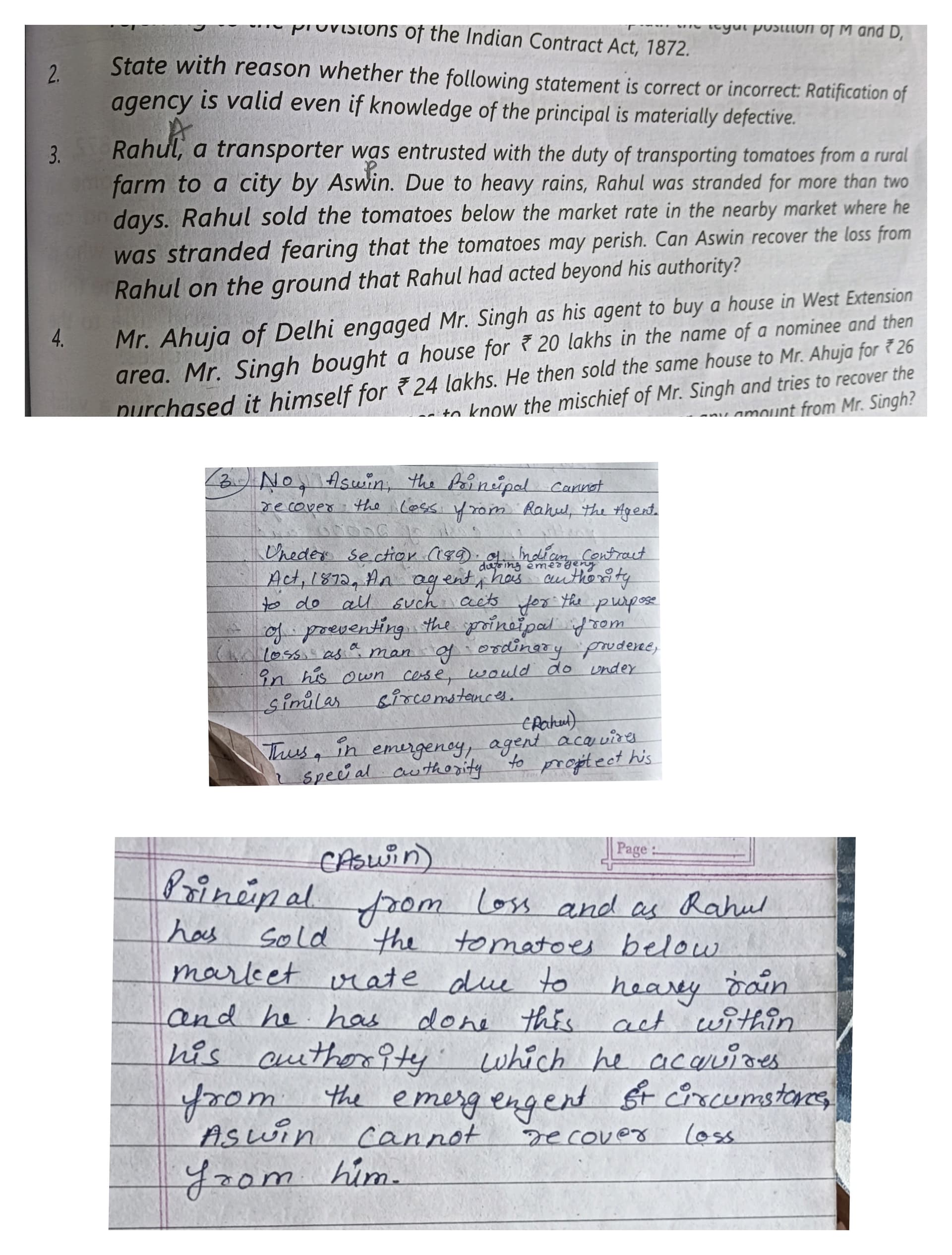 Image attached to the doubt: Please tell if my answer of question 3 is correct? Please tell modifications…