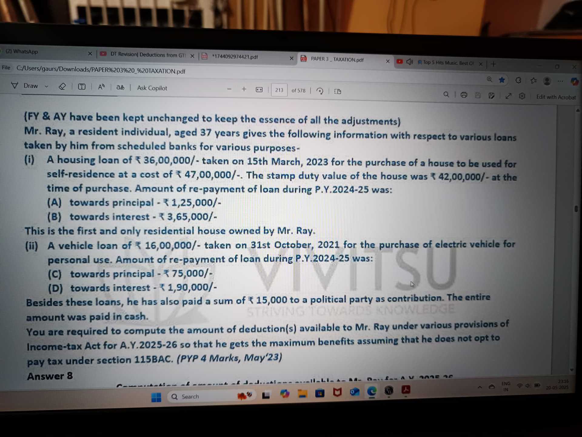 Image attached to the doubt: Help me to solve the answer