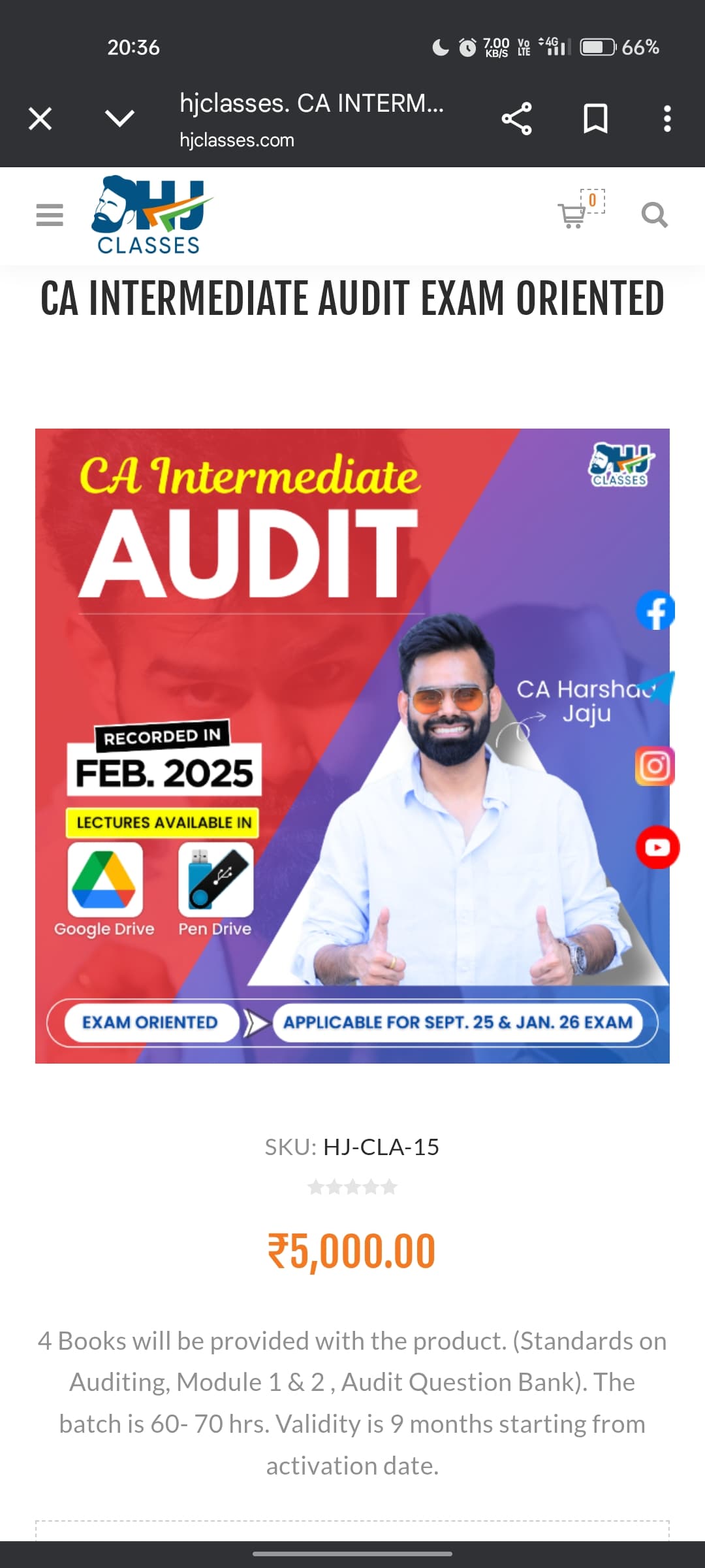 Image attached to the doubt: If anyone needs Harshad jaju audit Exam oriented classes valid till jan 2026…