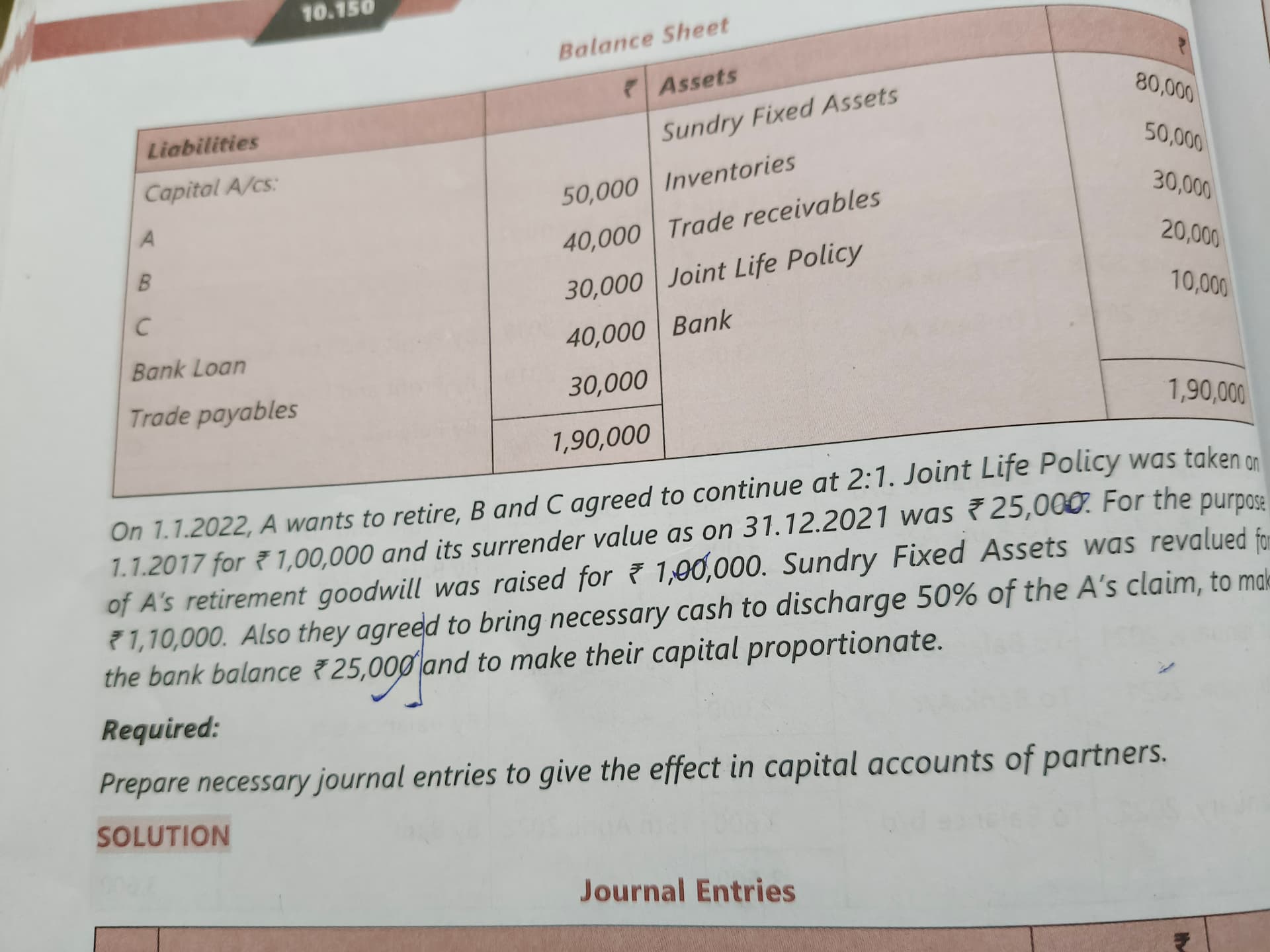 Image attached to the doubt: How to find proportionate capital in this question