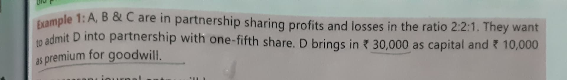 Image attached to the doubt: In this question the goodwill is brought in cash