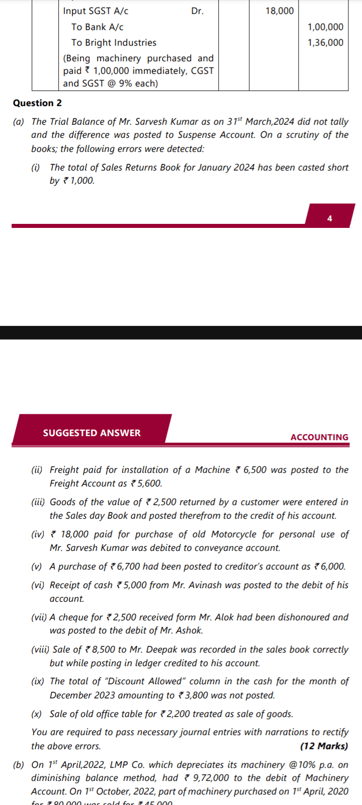 Image attached to the doubt: Explain the adjustment (v)