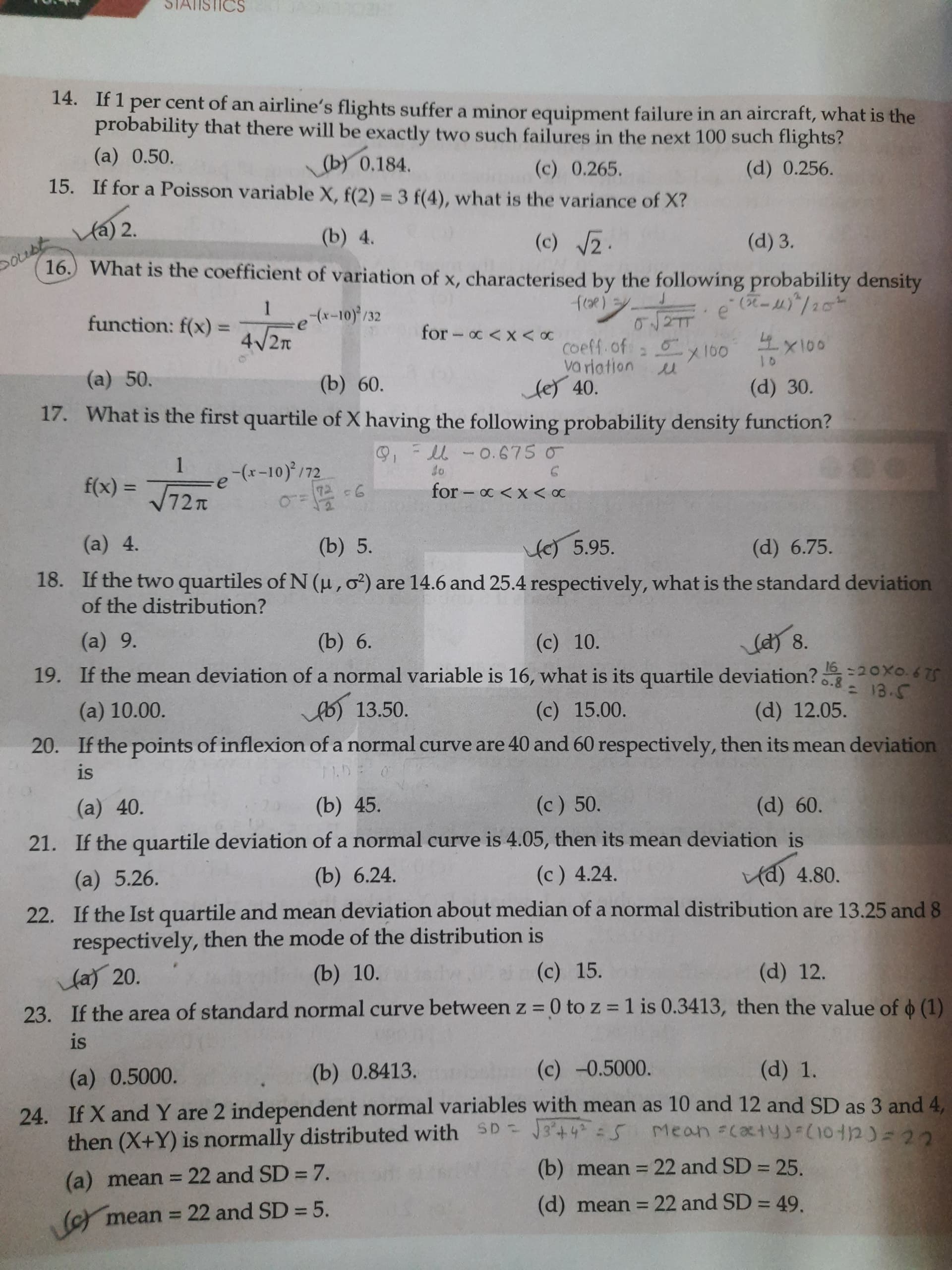 Image attached to the doubt: How to solve question 20 ?