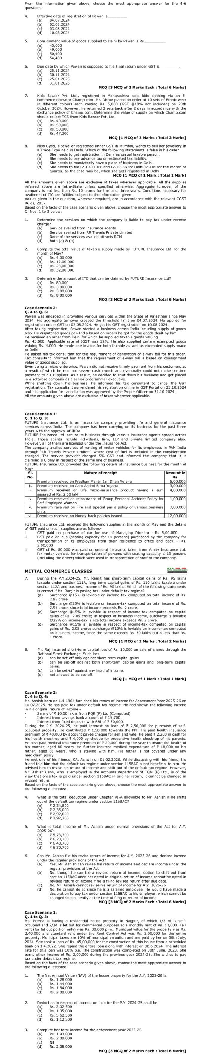 Image attached to the doubt: Someone please help me with these taxation MCQs It would be really great if…