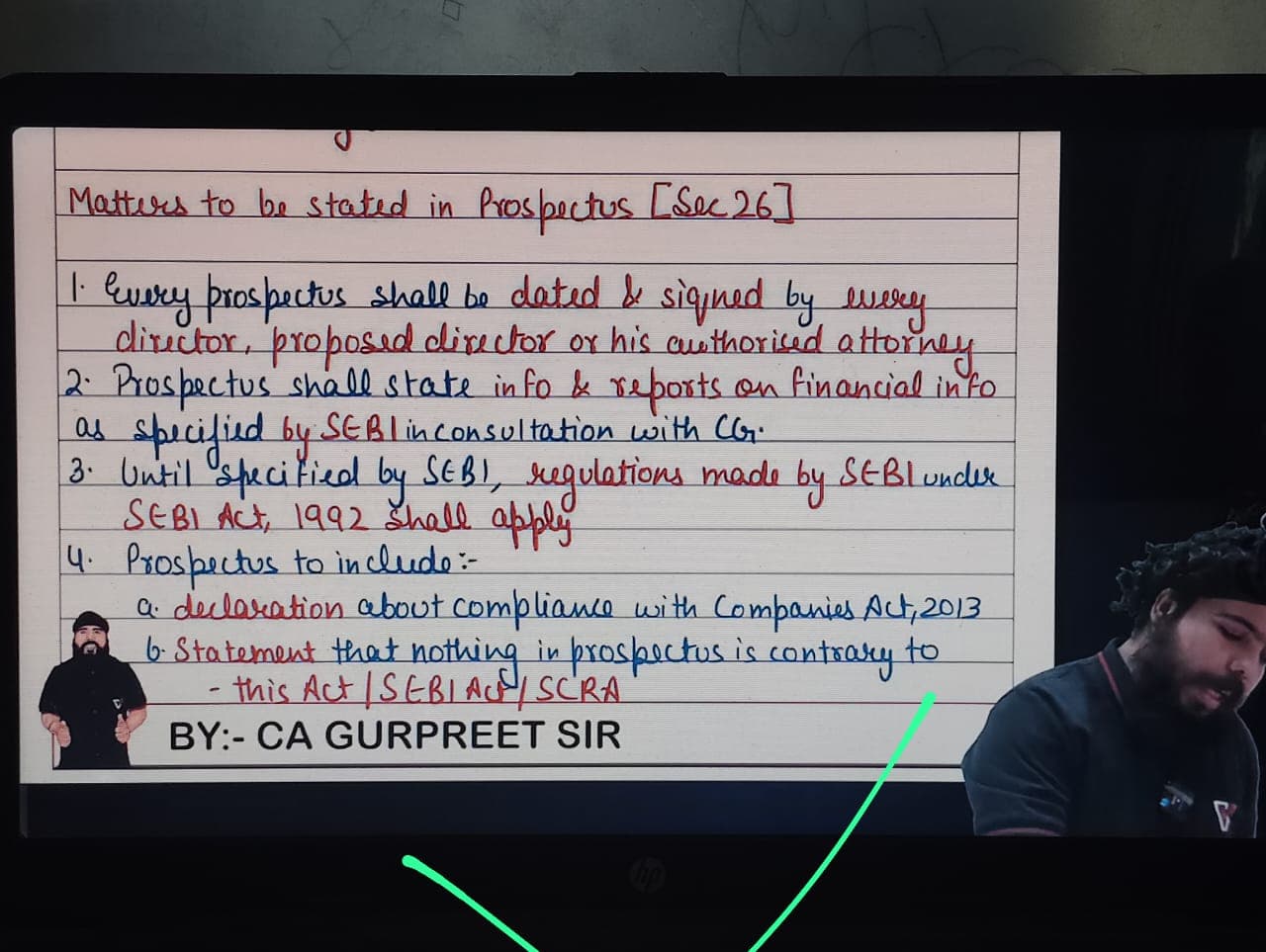 Image attached to the doubt: Please send the gurpreet sir handwritten pdf of corporate and other laws