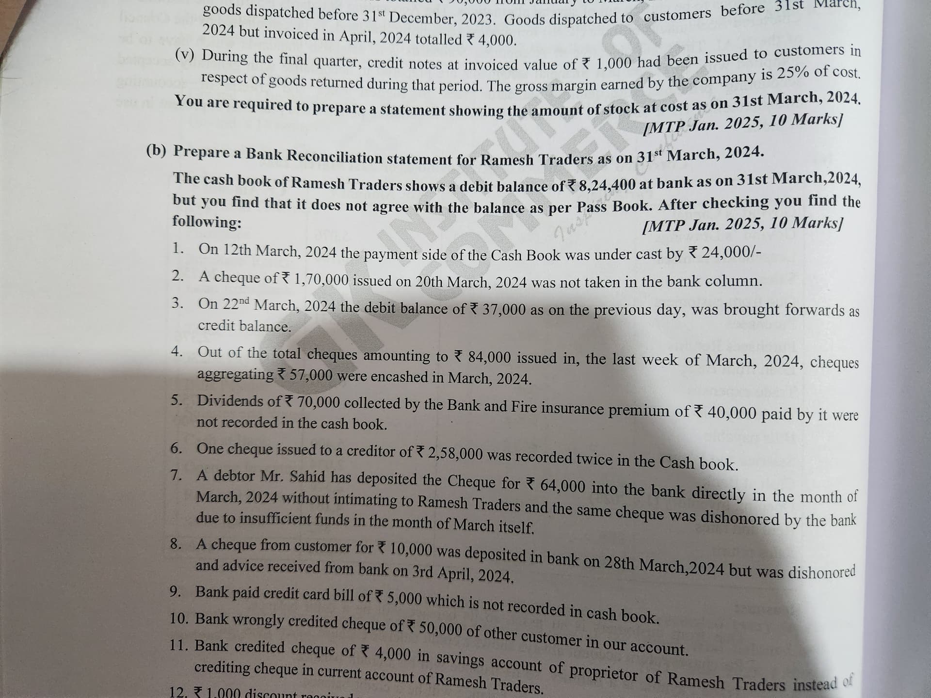 Image attached to the doubt: Why adjusted cash book is not made in this que