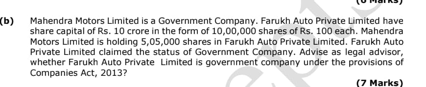 Image attached to the doubt: According to me this is not government company Paid up share is less than 51…