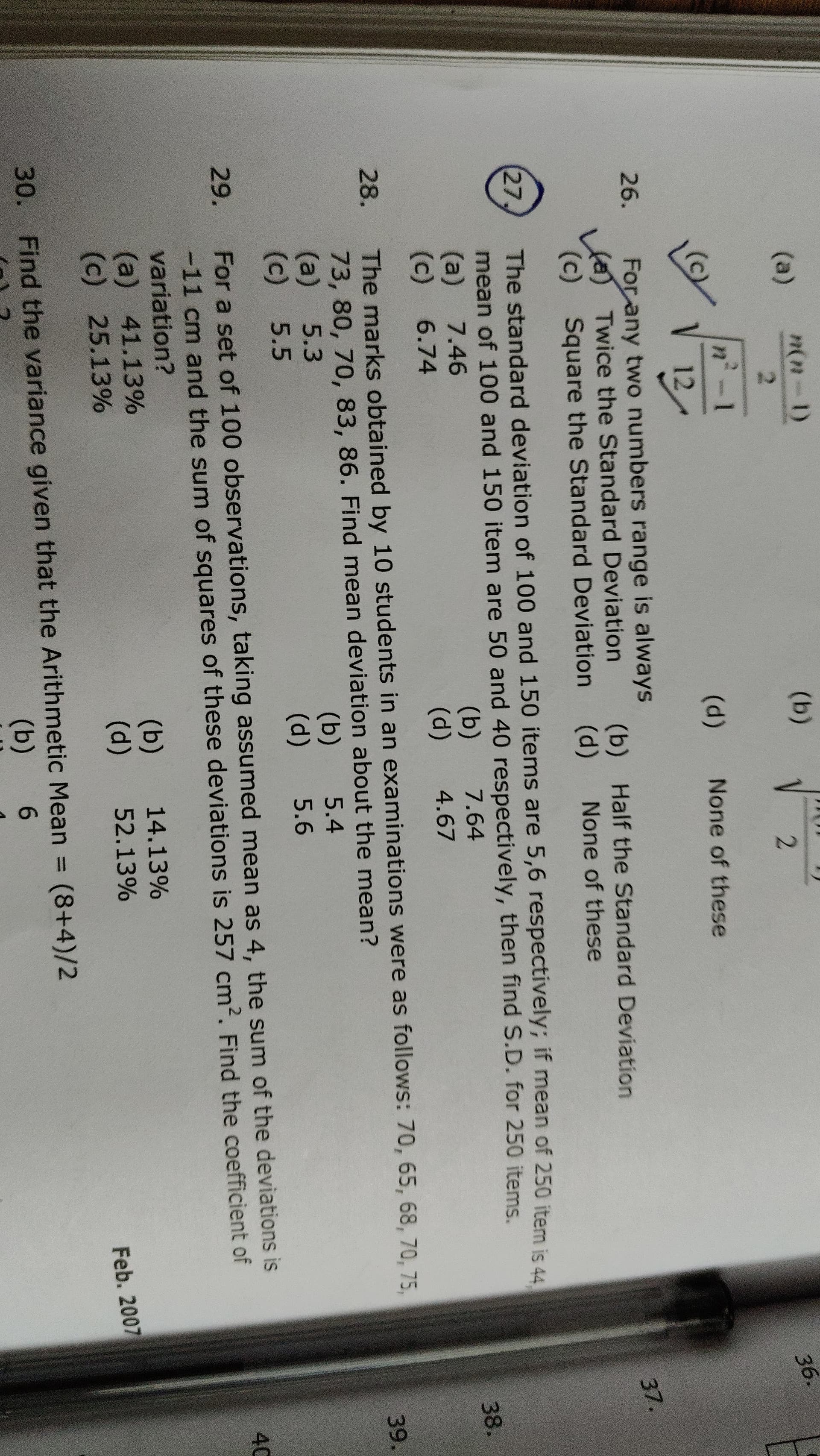 Image attached to the doubt: Question 27