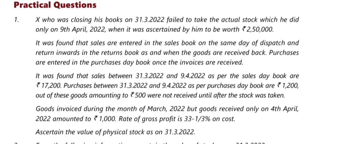 Image attached to the doubt: Why do we don't include good in transit of Rs500?