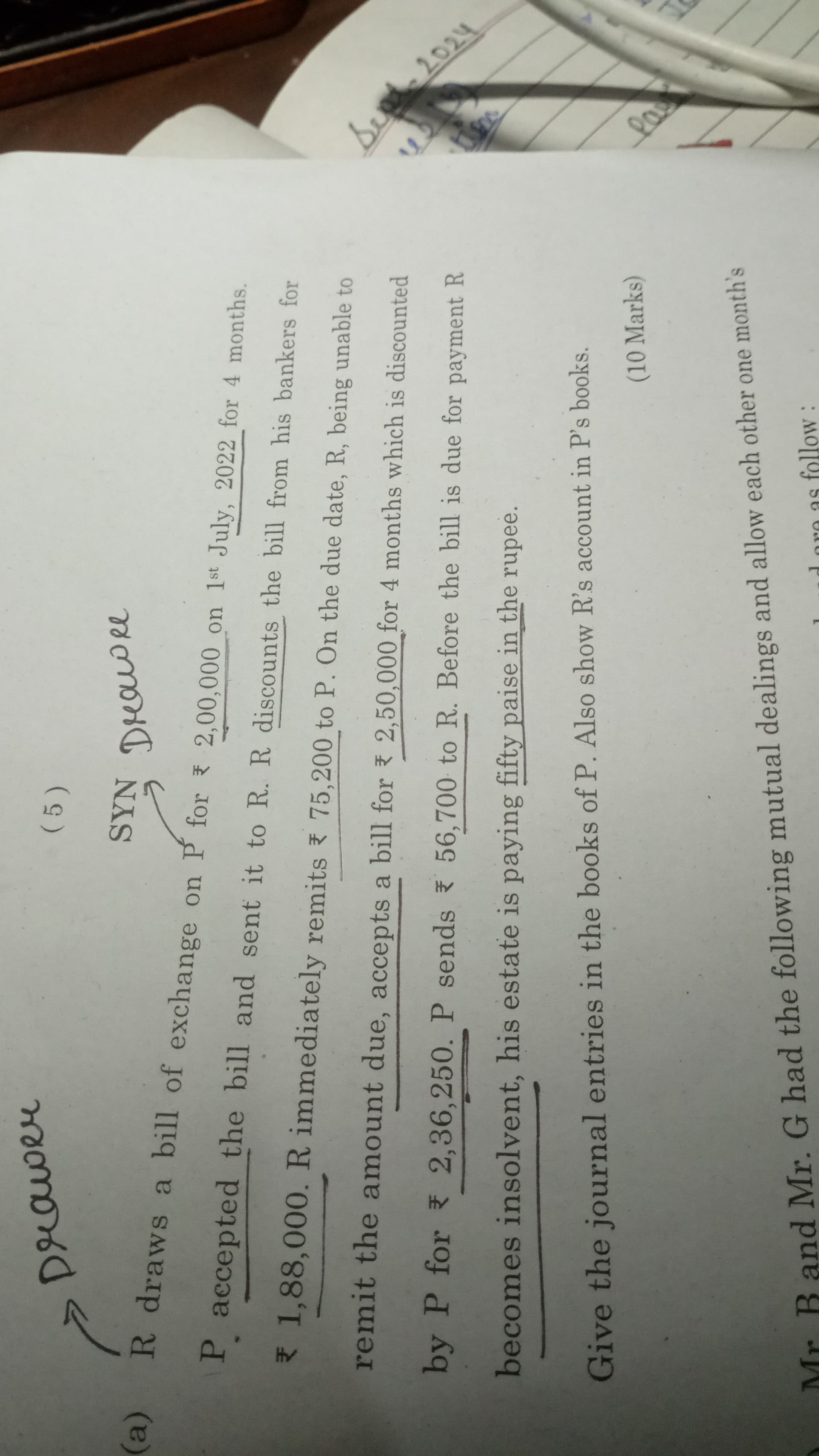 Image attached to the doubt: Solution of bills of exchange