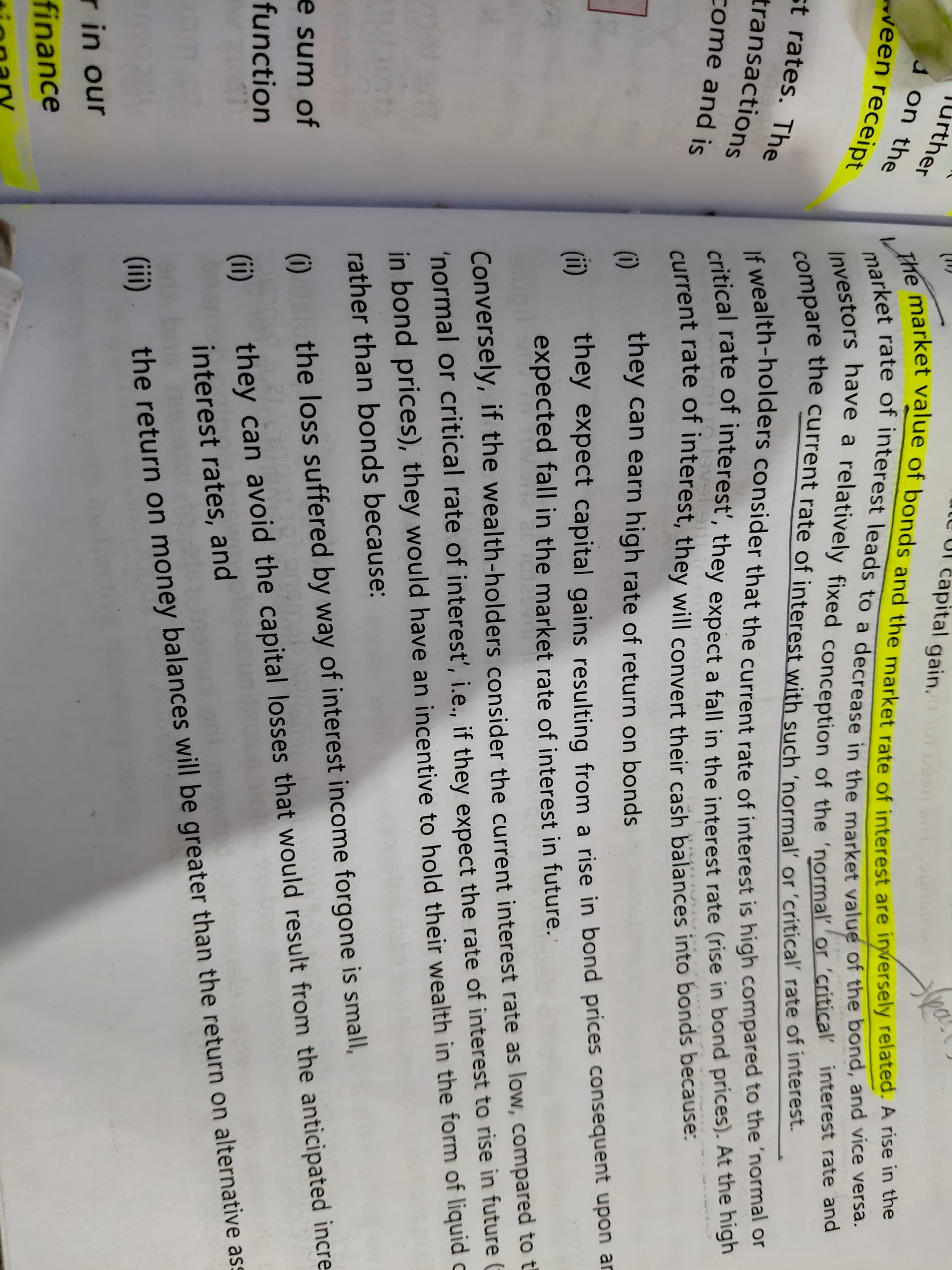 Image attached to the doubt: Heh please explain this!! Market value of bonds and reh market value of…