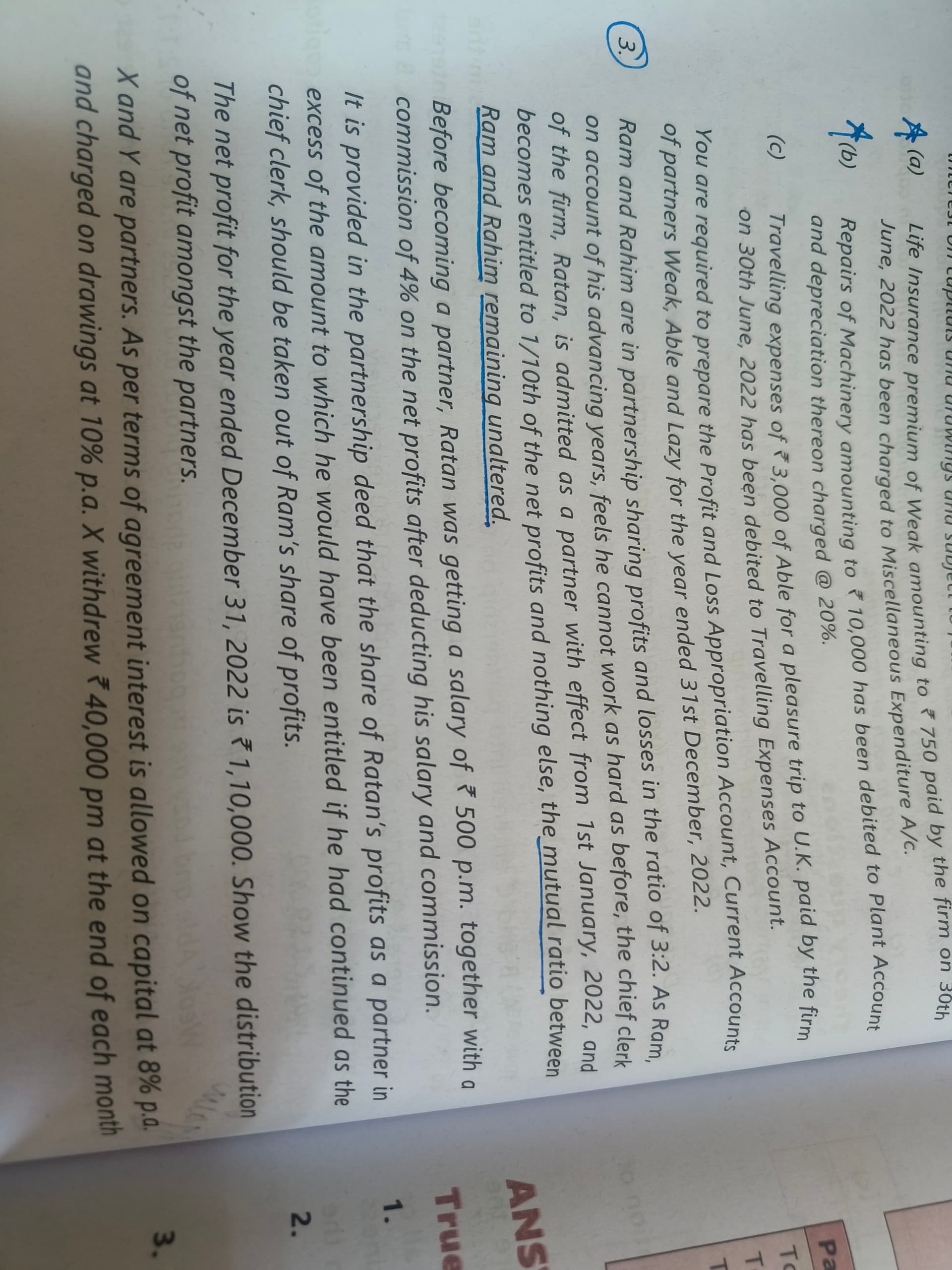 Image attached to the doubt: In the third question it says that between the two the ratio will remain…