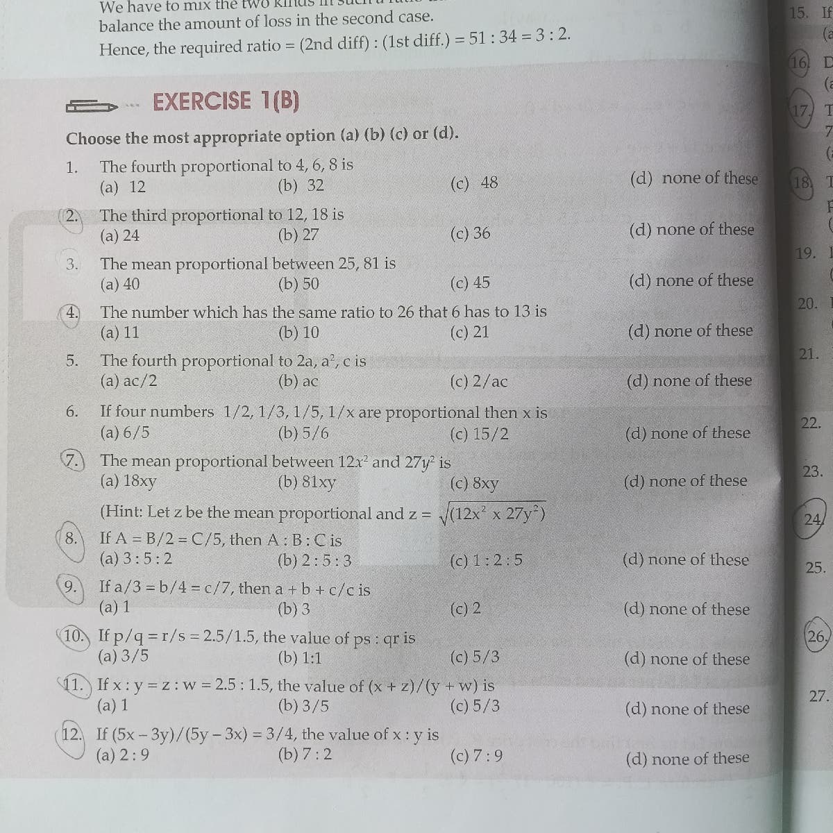 Image attached to the doubt: Someone please help solve these questions. 4, 7, 8, 9, 10, 11, 12