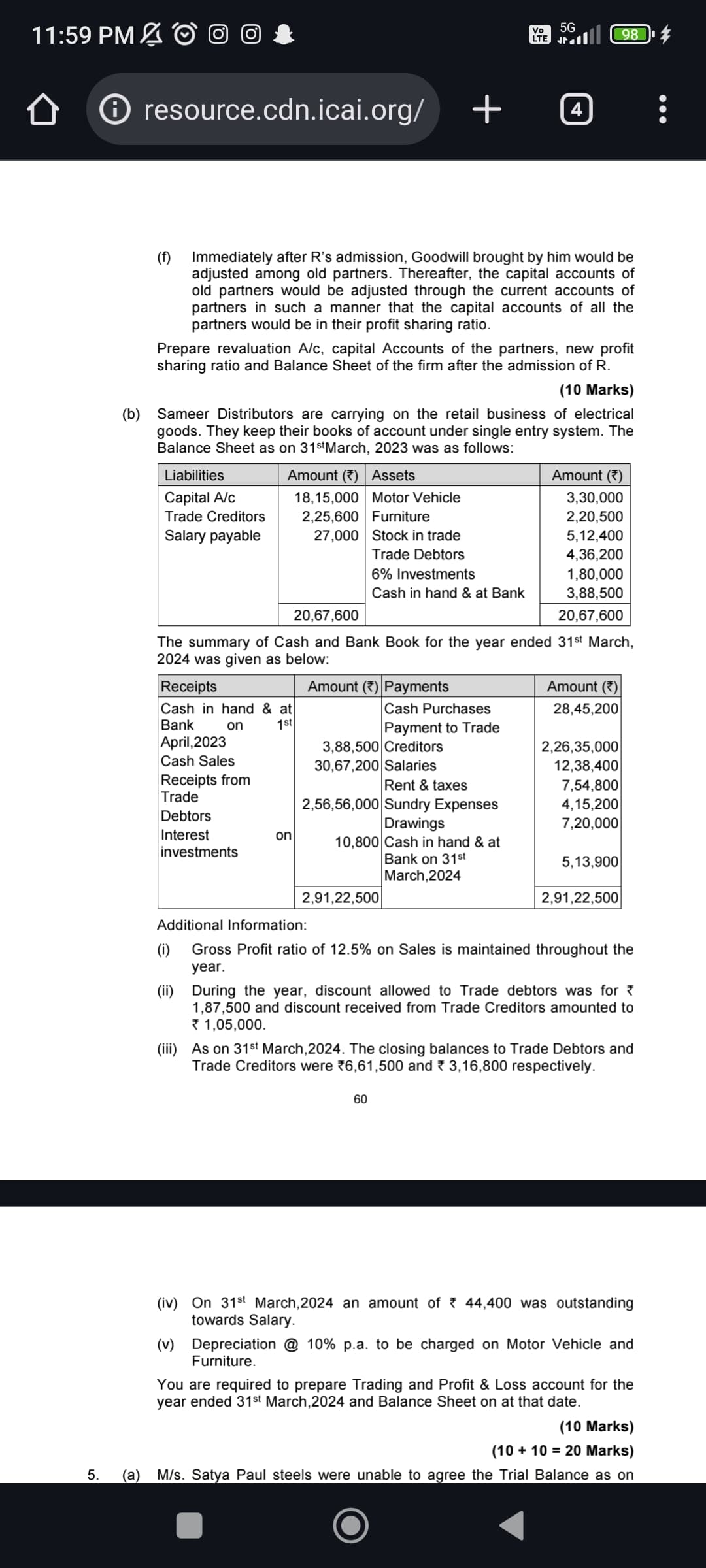 Image attached to the doubt: Final accounr