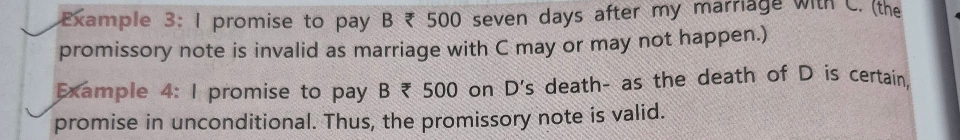 Image attached to the doubt: In eg. 4 if the payee die before death of D then the promissory note is valid…