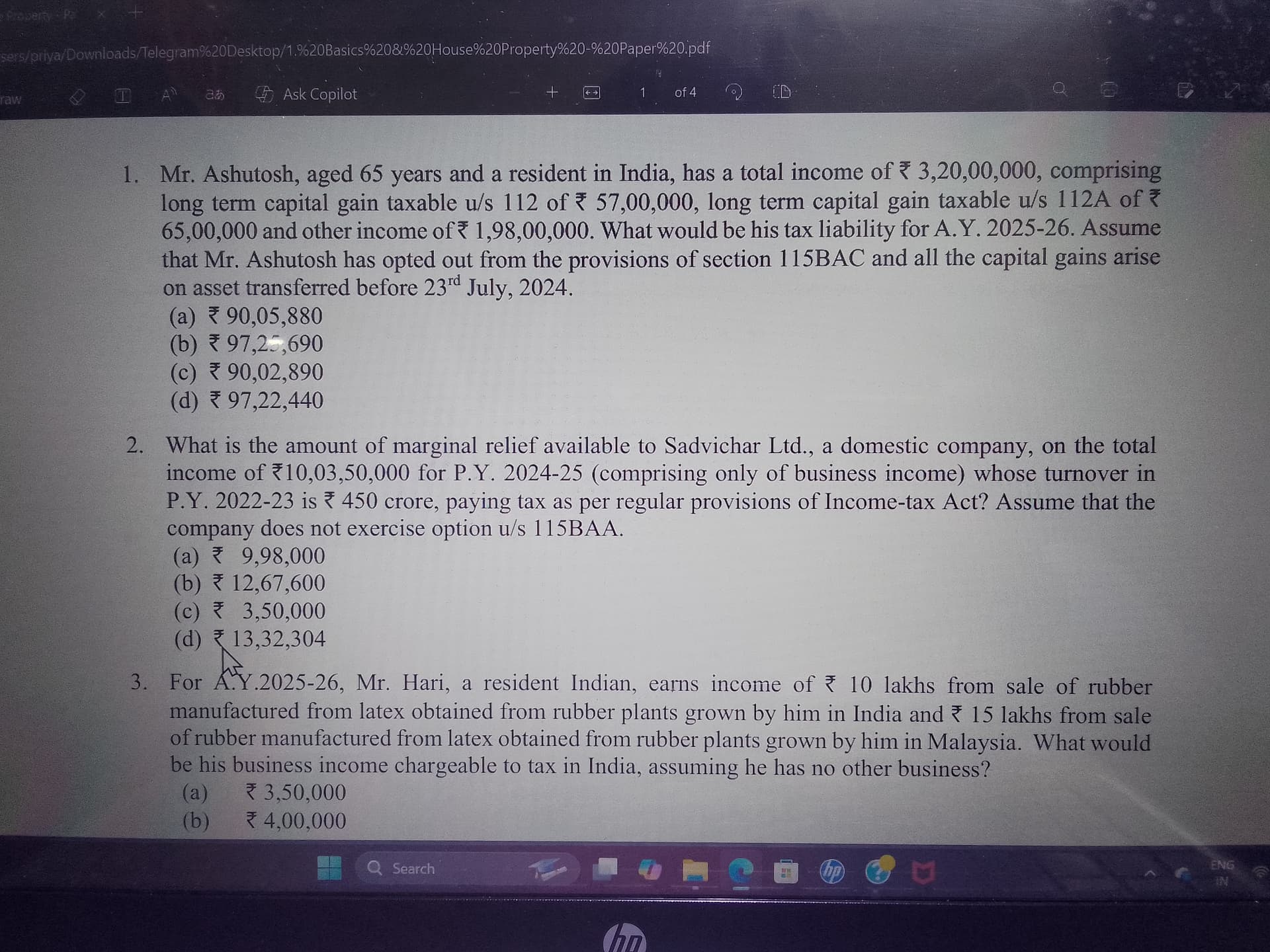 Image attached to the doubt: 1st MCQ ka solution plss How the correct answer is option (c)