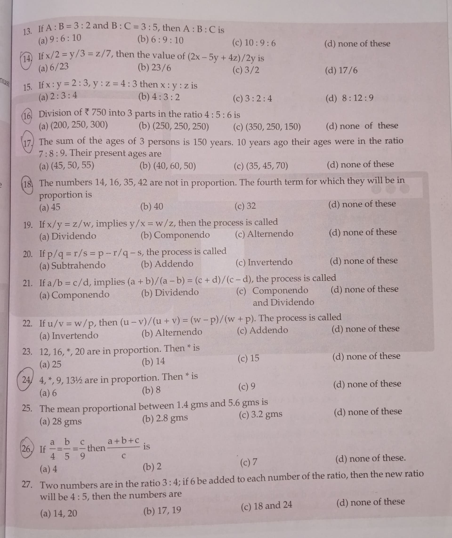 Image attached to the doubt: Question 17, 18,24, 26