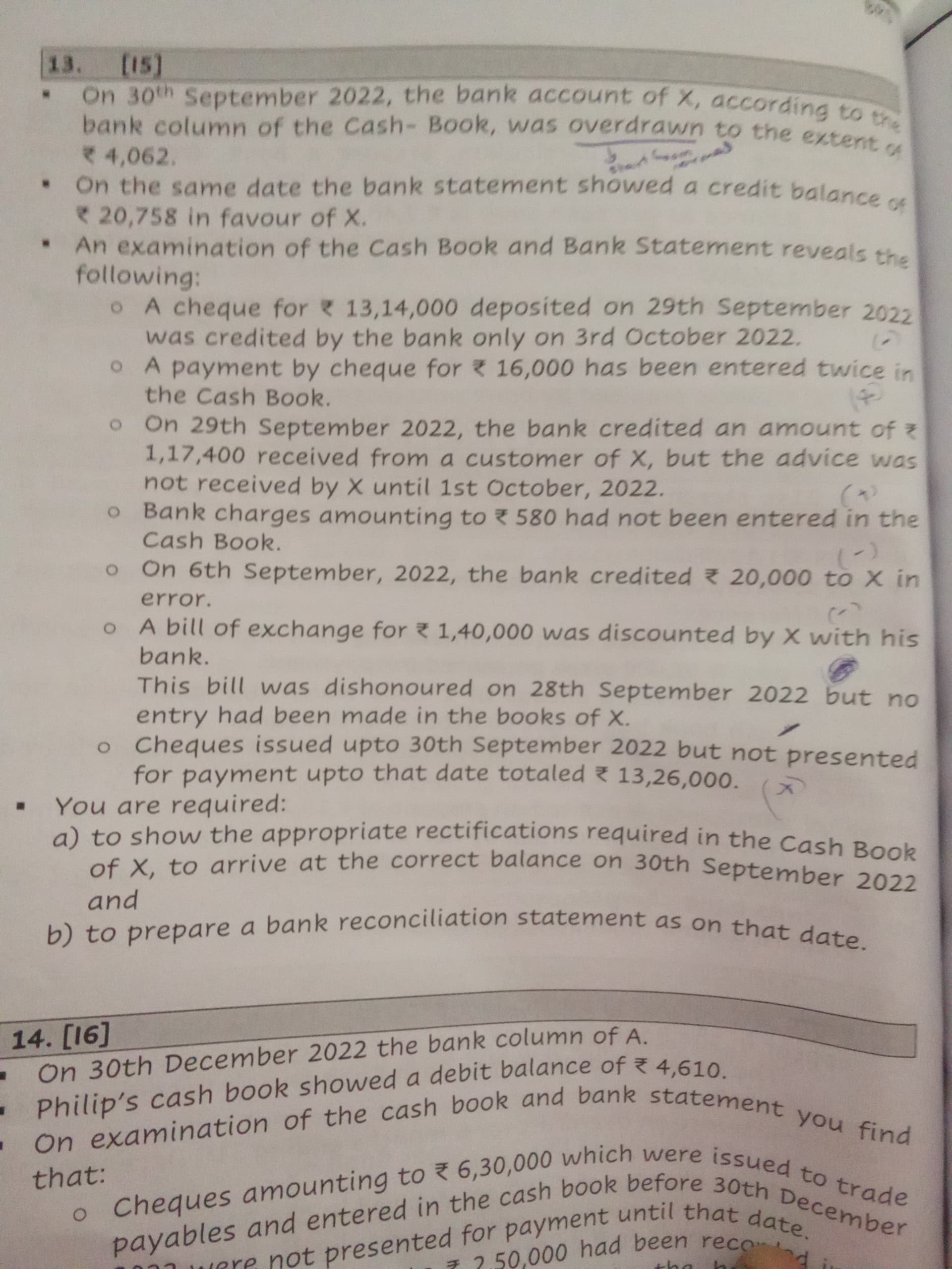 Image attached to the doubt: In the 13 th question they are saying the bank account of x ,according to the…