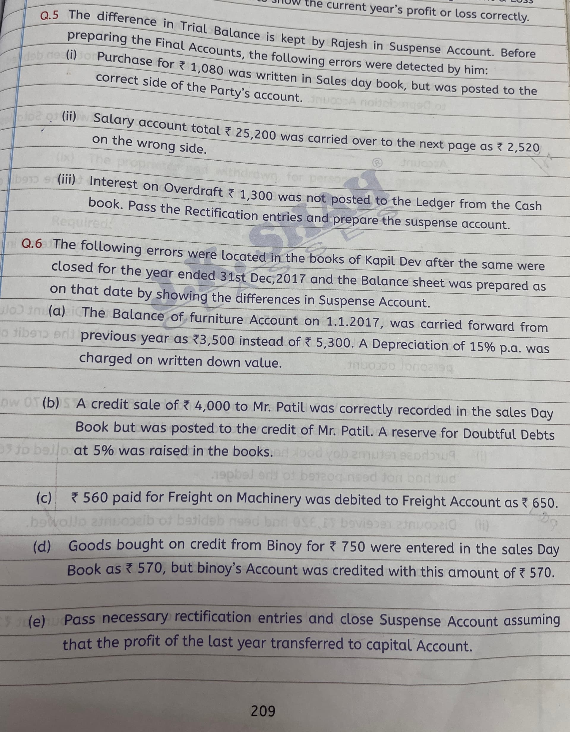 Image attached to the doubt: Q5 and Q6 solution