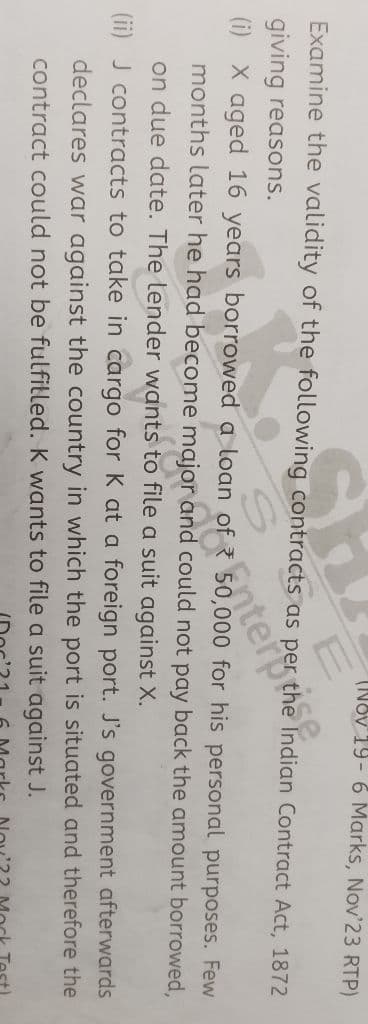 Image attached to the doubt: Full question answer given