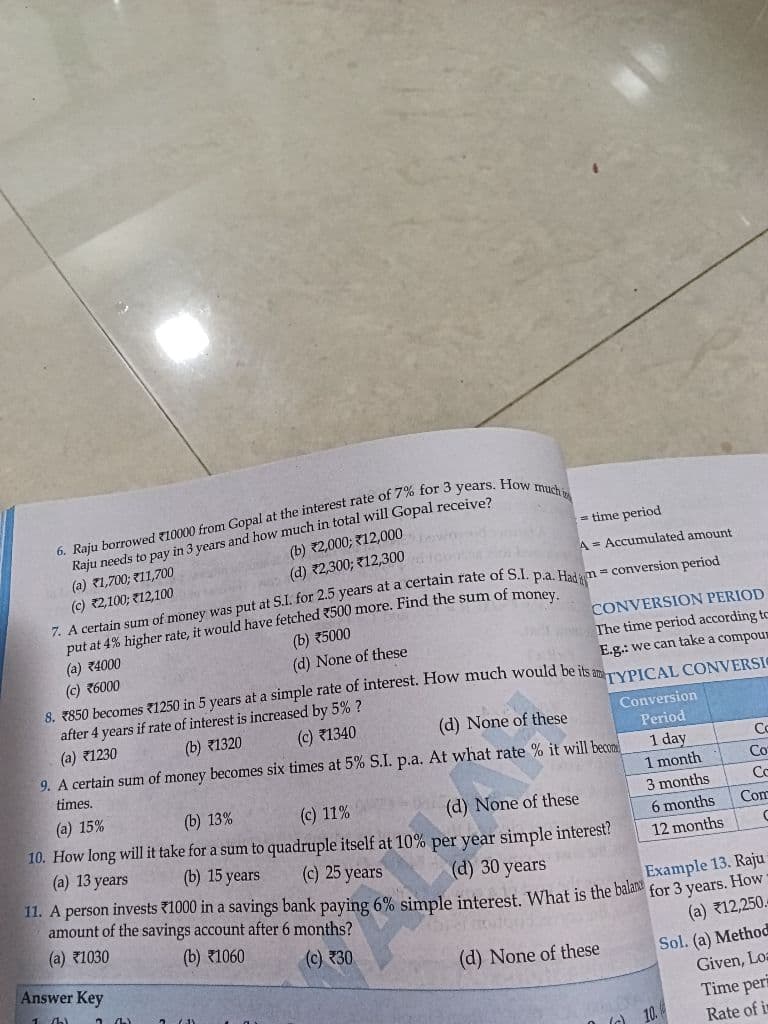 Image attached to the doubt: Please answer the questions 6,7,8,9,10 please I hope I will get a solution
