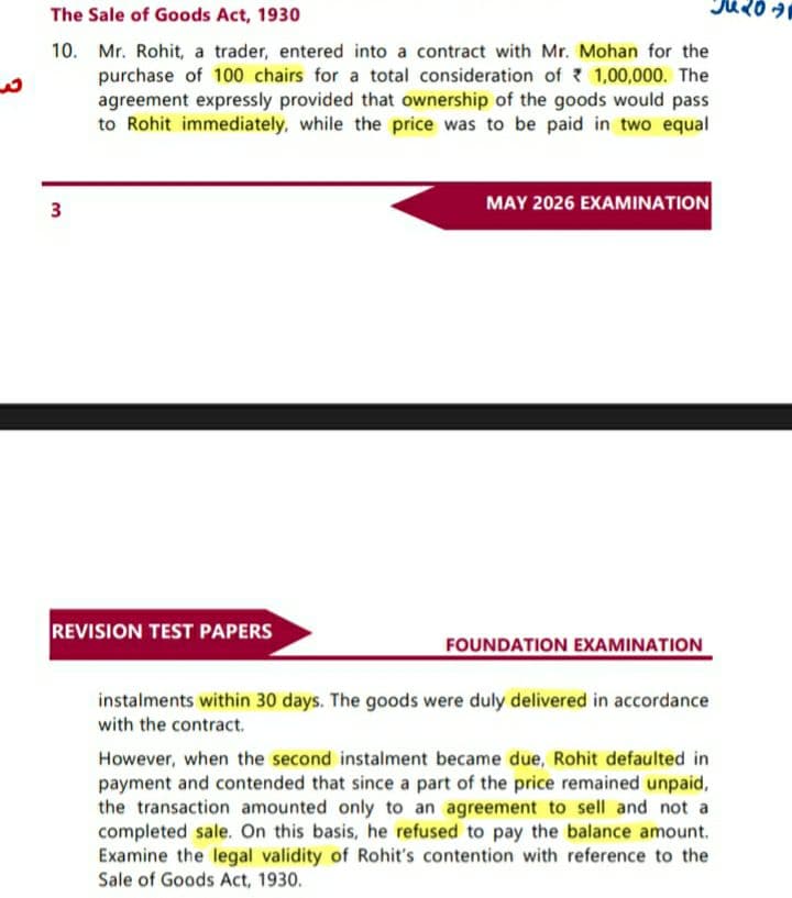 Image attached to the doubt: In this question can i use section 55 suit for price ( right of unpaid seller…