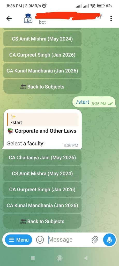 Image attached to the doubt: Kisi ko chahiye ye bot? All subjects ke lecture available hai isme
