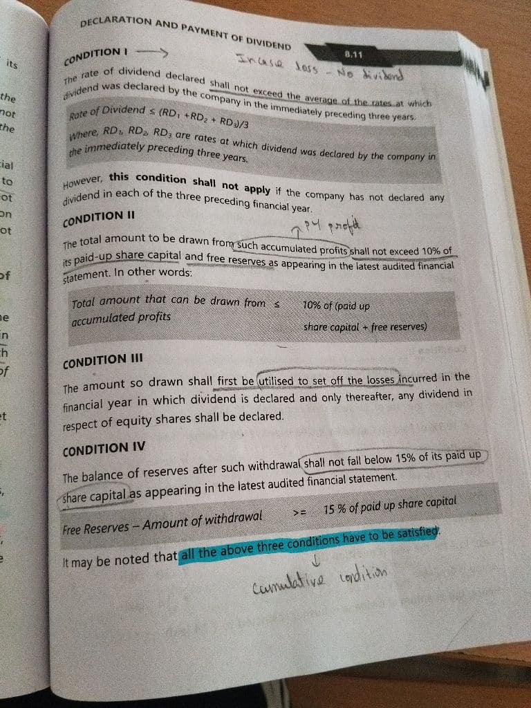 Image attached to the doubt: In the dividend declaration when there is an inadequate profits section.. I…