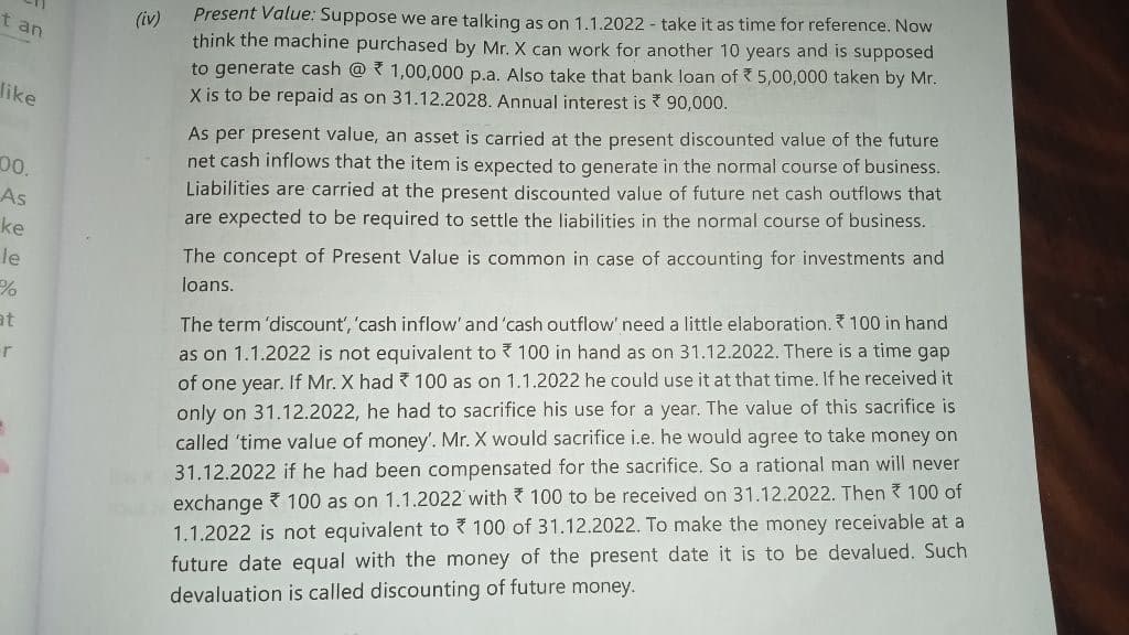 Image attached to the doubt: From theoretical framework (unit 6) explain this as per present value how…