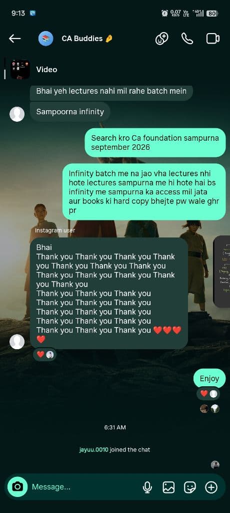 Image attached to the doubt: Ye dekho ca group me maine imp. chijo ke sath me pw ka latest batch bhi free…