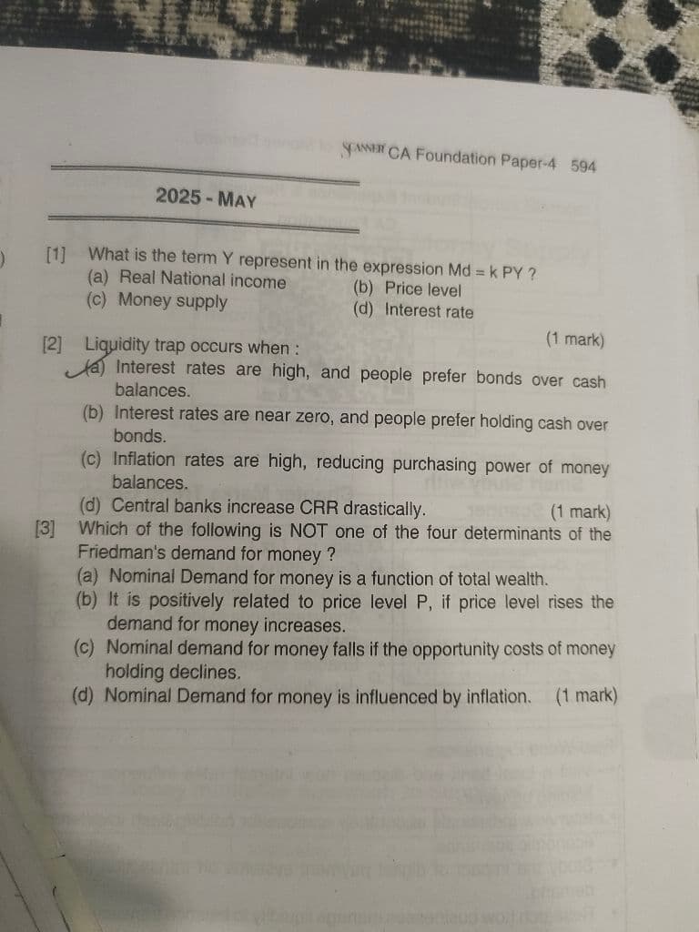 Image attached to the doubt: What is the answer of 3rd MCQ and explanation