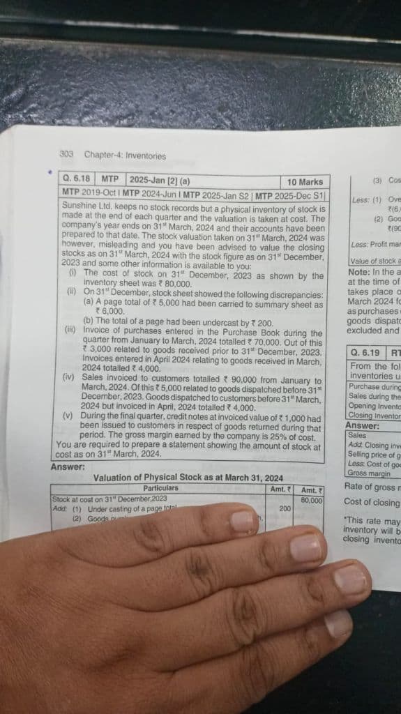Image attached to the doubt: Solve the question on invoice basis