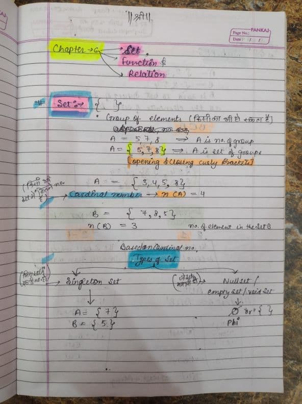 First page of Set, function & relation