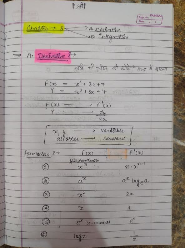 First page of Derivative & integration