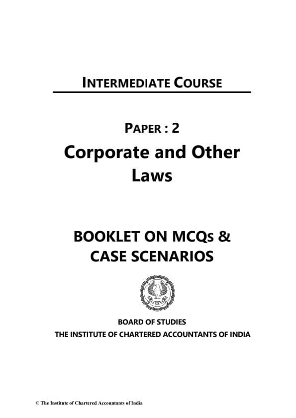 First page of MCQs and Case Scenarios Booklet by ICAI
