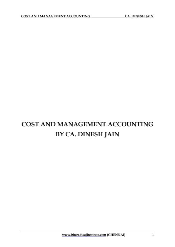 First page of Workbook by CA Dinesh Jain