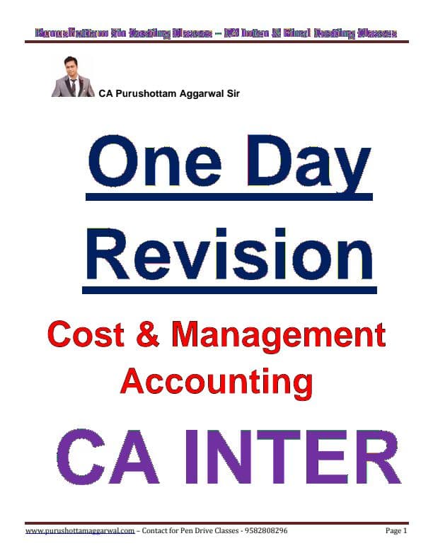 First page of One Day Revision Book by CA Purushottam Aggarwal