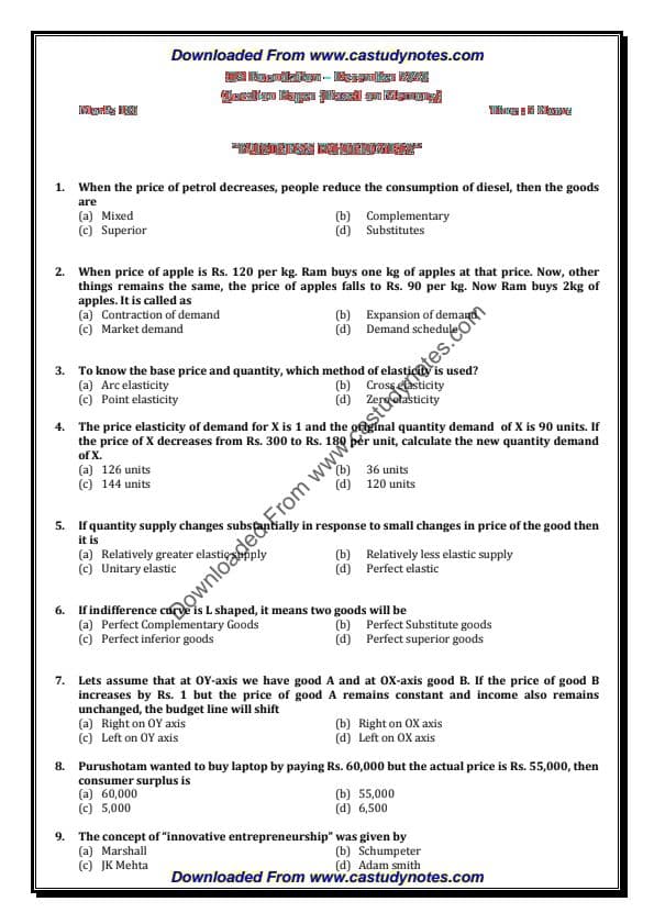 First page of Ca foundation business economics