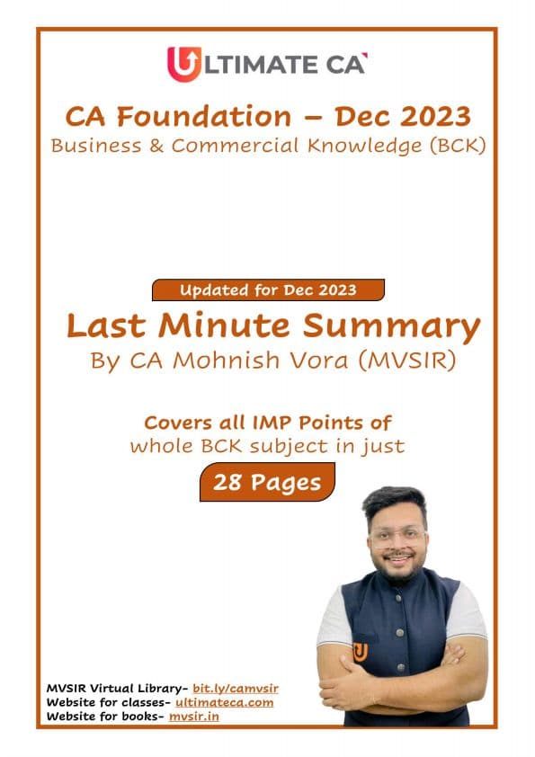 First page of BCK Last Minute Summary Notes By MV sir