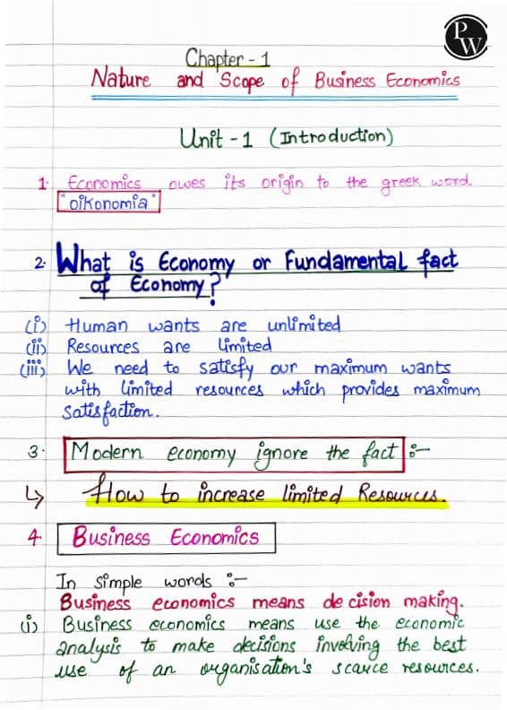 First page of Nature and Scope of business economics