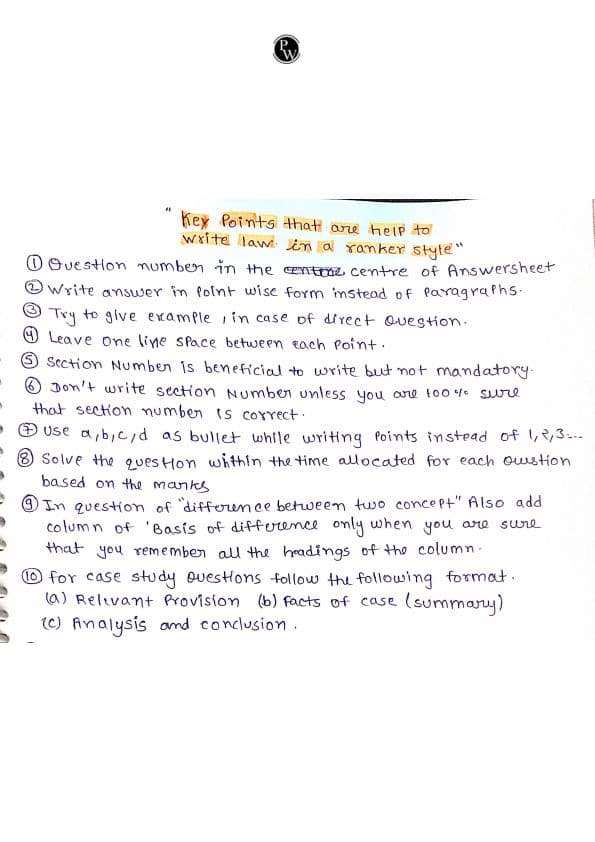 First page of Indian Contract Act Hand Written Notes