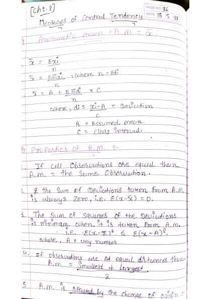 First page of It is my handwritten notes of statistics.
