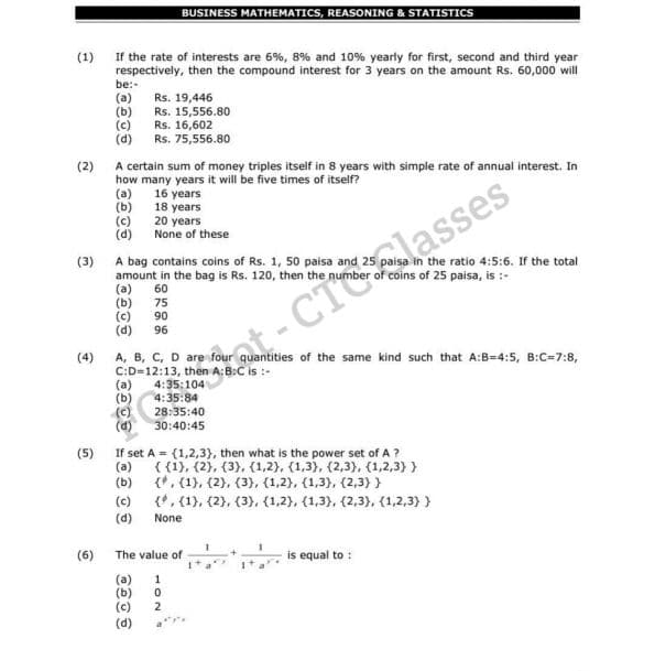 First page of Maths 2 ca foundation paper