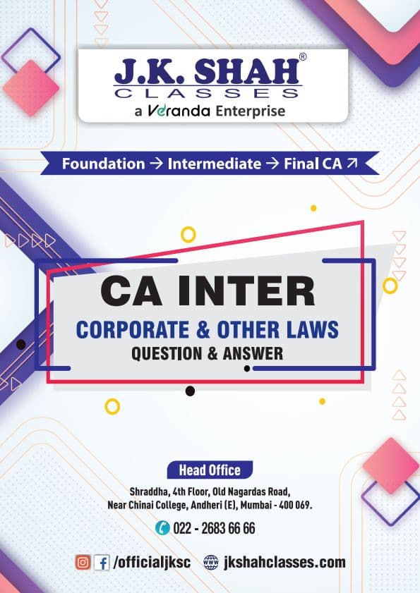 First page of CA INTER J K Shah Classes Paper 2 Corporate and Other Laws Question and Answer Book
