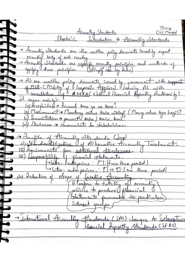 First page of Advance accounting chapter 1 notes