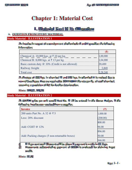 First page of Costing Question Book By CA Prakash Patel