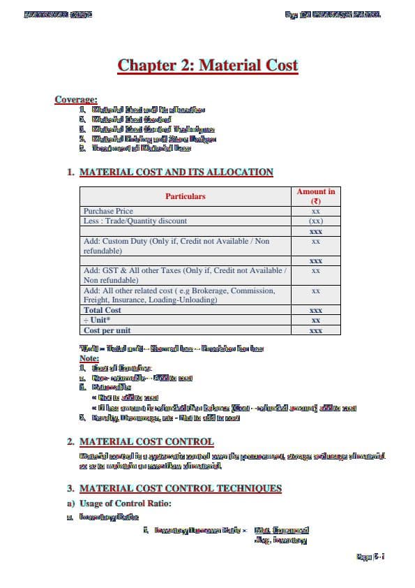 First page of Costing Concept Book By CA Prakash Patel