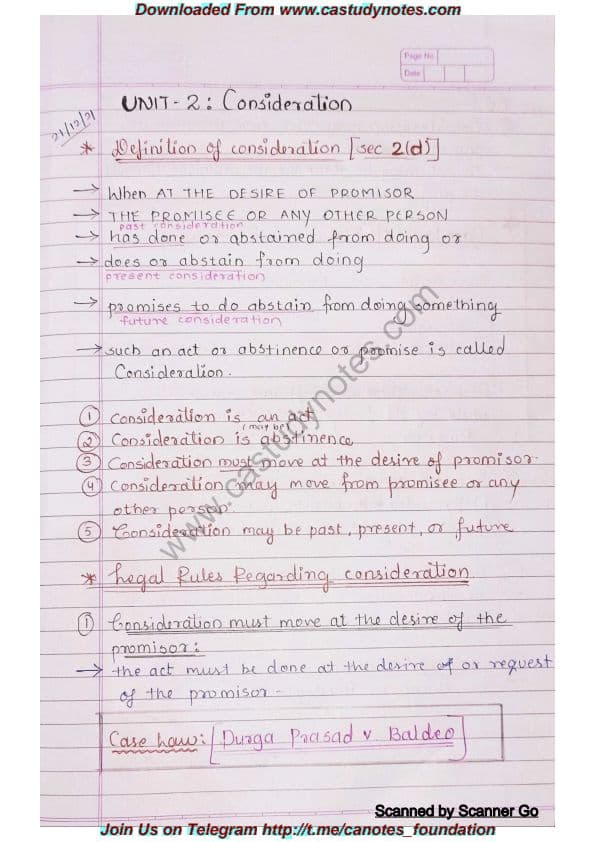 First page of Chapter 2 Indian contract Act 1872,Unit 2