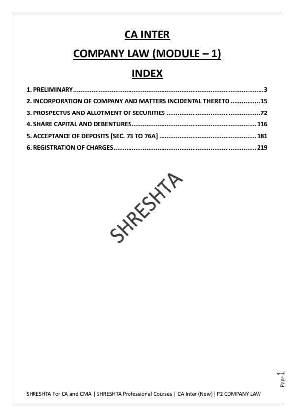 First page of CA INTERMEDIATE CORPORATE LAW - MODULE 1