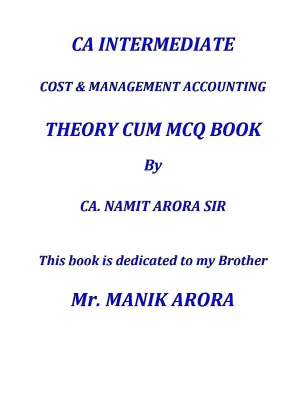 First page of Costing practice questions of theory and MCQ. Prepared by CA Namit Arora sir. Follow for more.